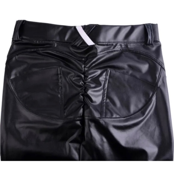 WOMEN'S Sexy High Waist Skinny Faux PU Leather Leggings Pants Butt Lift XL - Picture 8 of 16